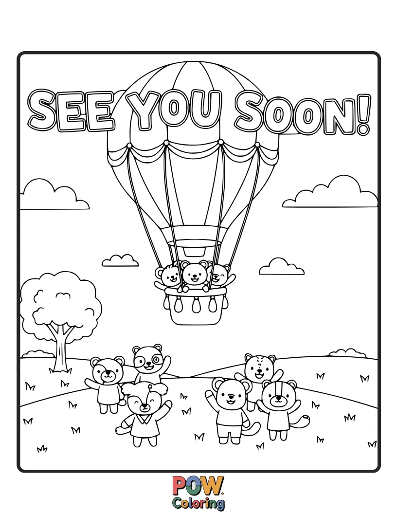 Free coloring page of A charming drawing of a smiling sun setting and a crescent moon rising, symbolizing the end of one day and the start of another.