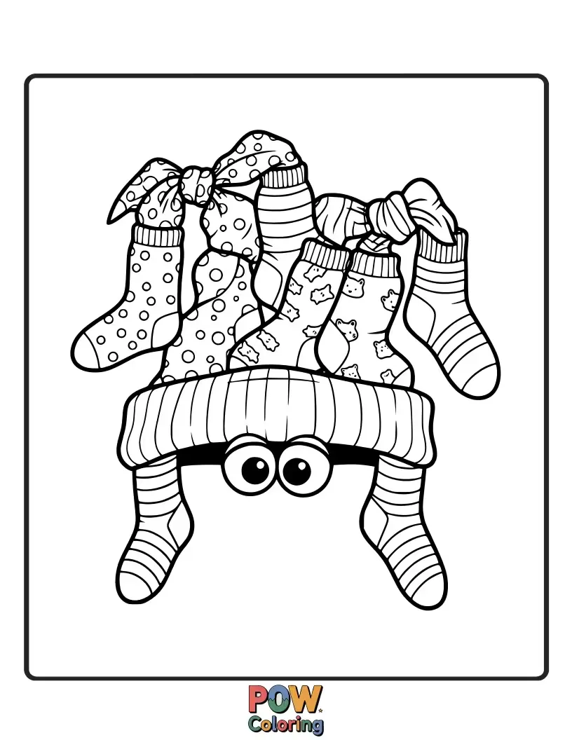 Free coloring page of A funny, mismatched sock transformed into a hat, complete with googly eyes and a crooked smile. Utterly hilarious!