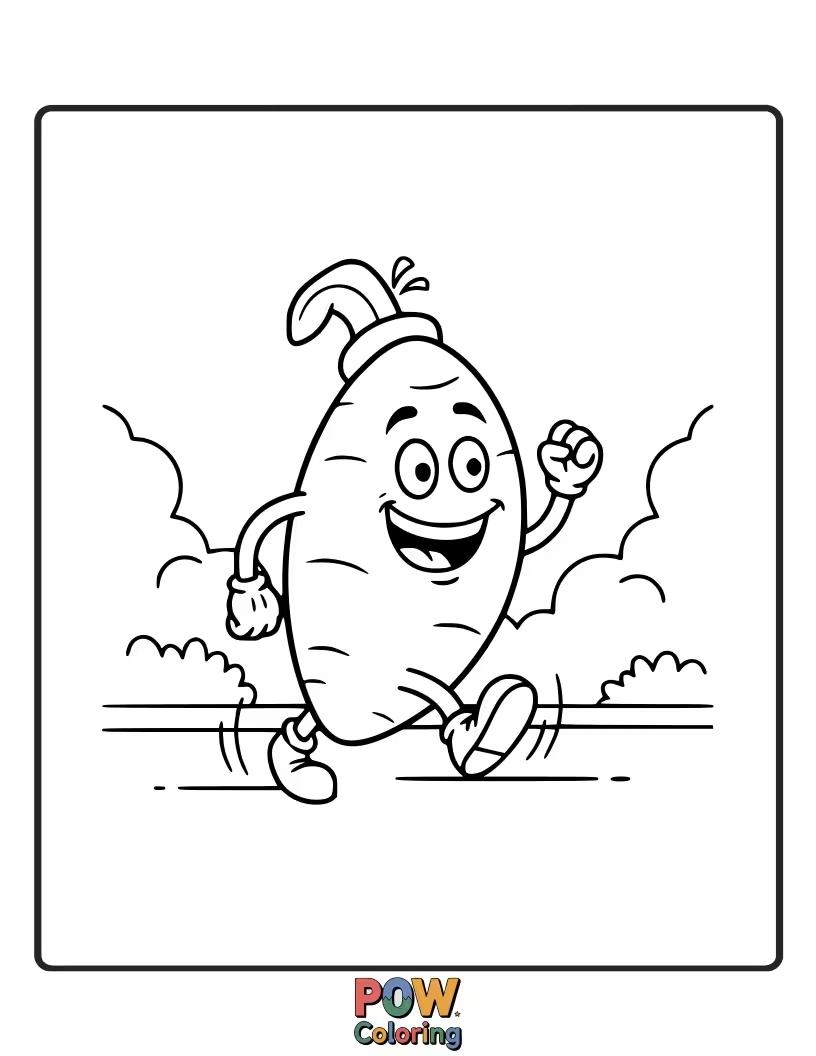 Free coloring page of A group of happy sweet potatoes doing a hilarious dance, their curly vines swaying to the rhythm.