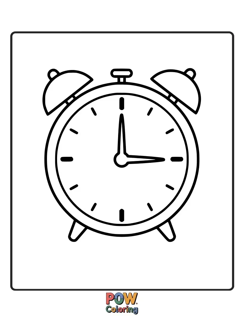 Free coloring page of A large, clear clock face with bold numbers and hands for easy coloring. Perfect for little hands.