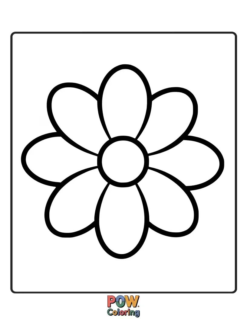 Free coloring page of A clear and simple outline of a single flower is ideal for very young children to practice their coloring skills.