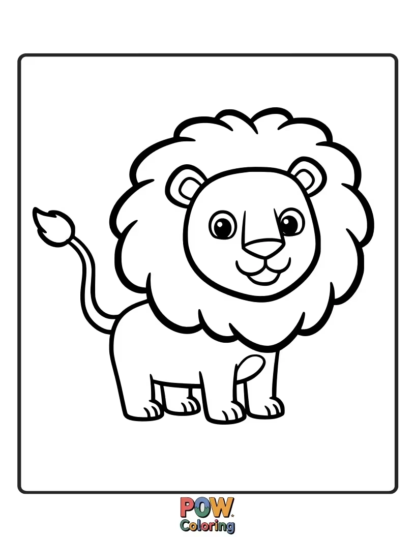 Free coloring page of A basic, easy-to-color lion outline for very young children.