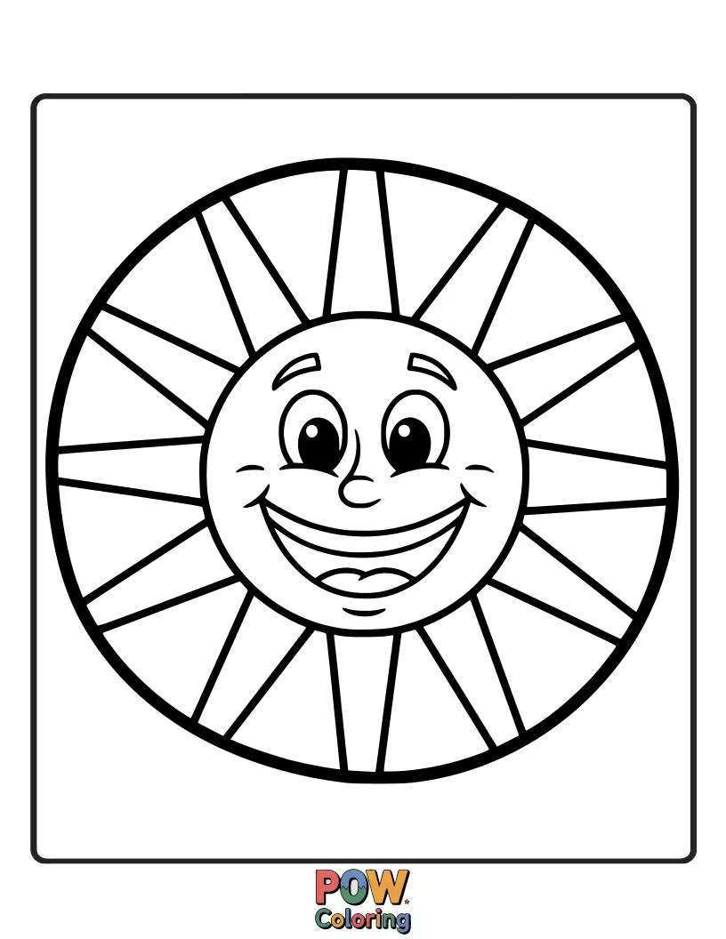 Free coloring page of A cheerful rug shaped like a smiling sun. Bring warmth and joy to your coloring with this bright design.