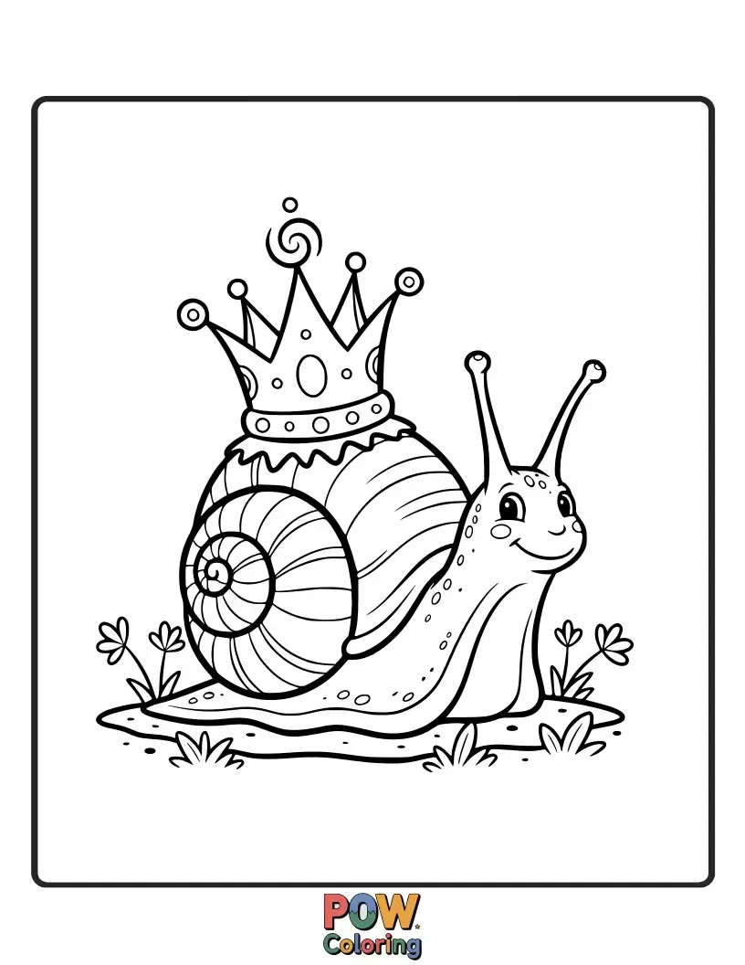 Free coloring page of A unique crown designed from the intricate spiral patterns of snail shells, nature's own regal art.