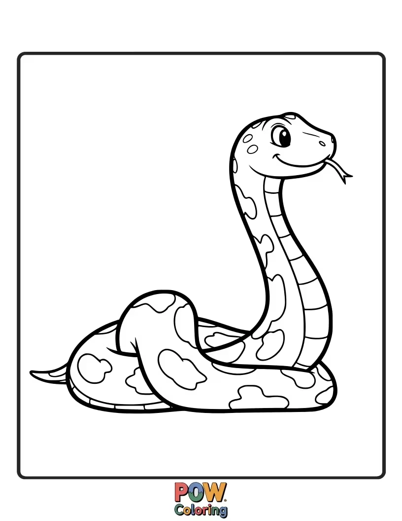 Free coloring page of A slithery friend attempting a challenging yoga pose, emphasizing flexibility and fun.