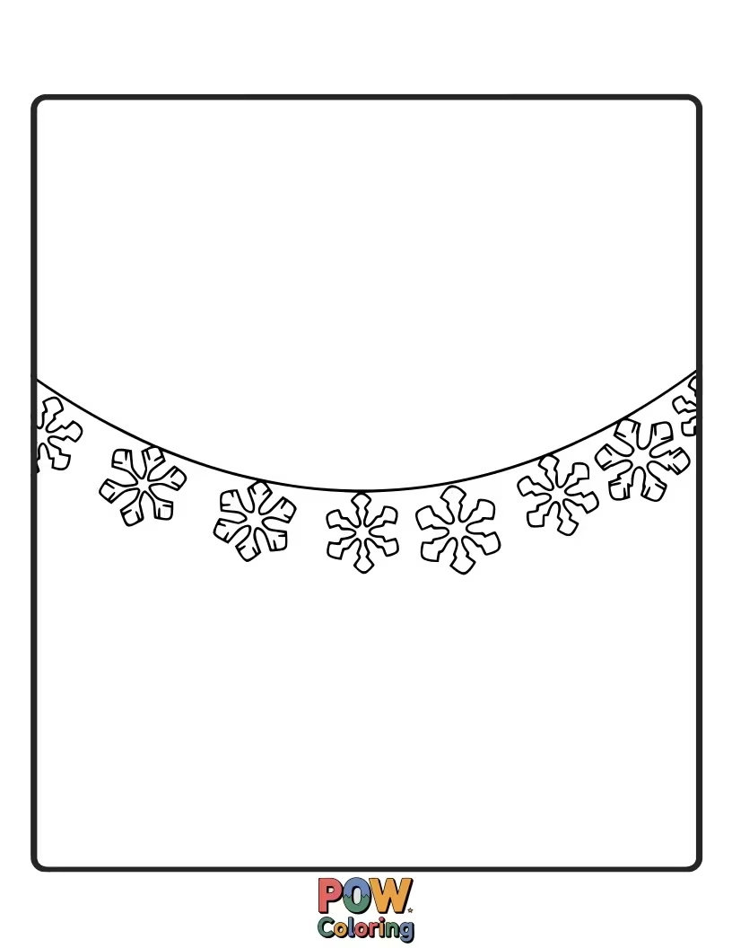 Free coloring page of A string of intricate snowflakes, perfect for adding a touch of wintery elegance to any space. Delicate and diverse.