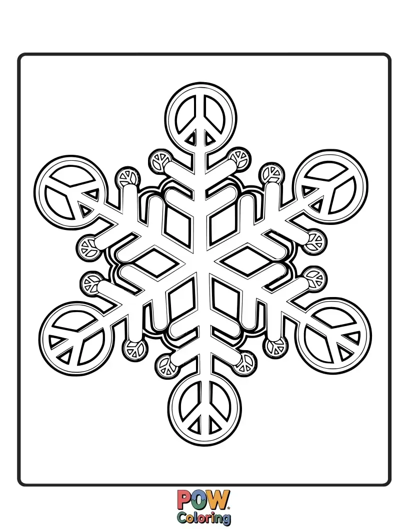 Free coloring page of A peaceful mandala design featuring beautiful, symmetrical snowflake patterns, promoting relaxation and focus.