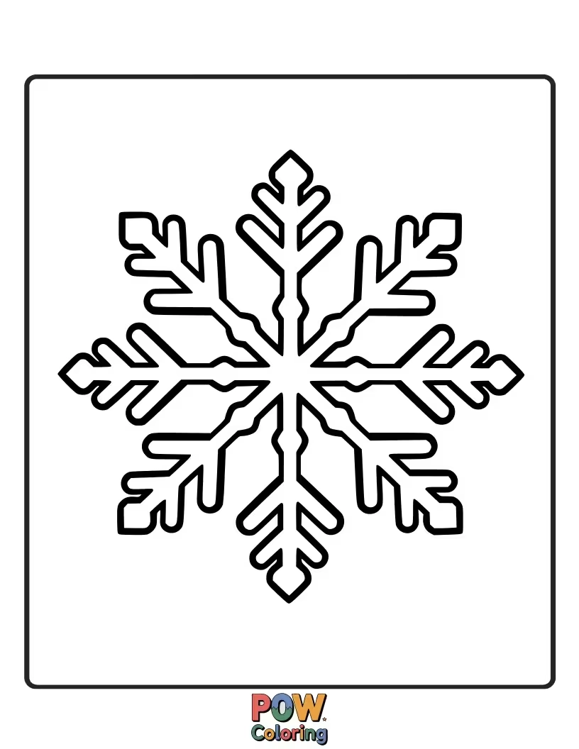 Free coloring page of A large, intricate snowflake with detailed patterns, showcasing the unique beauty of each one.