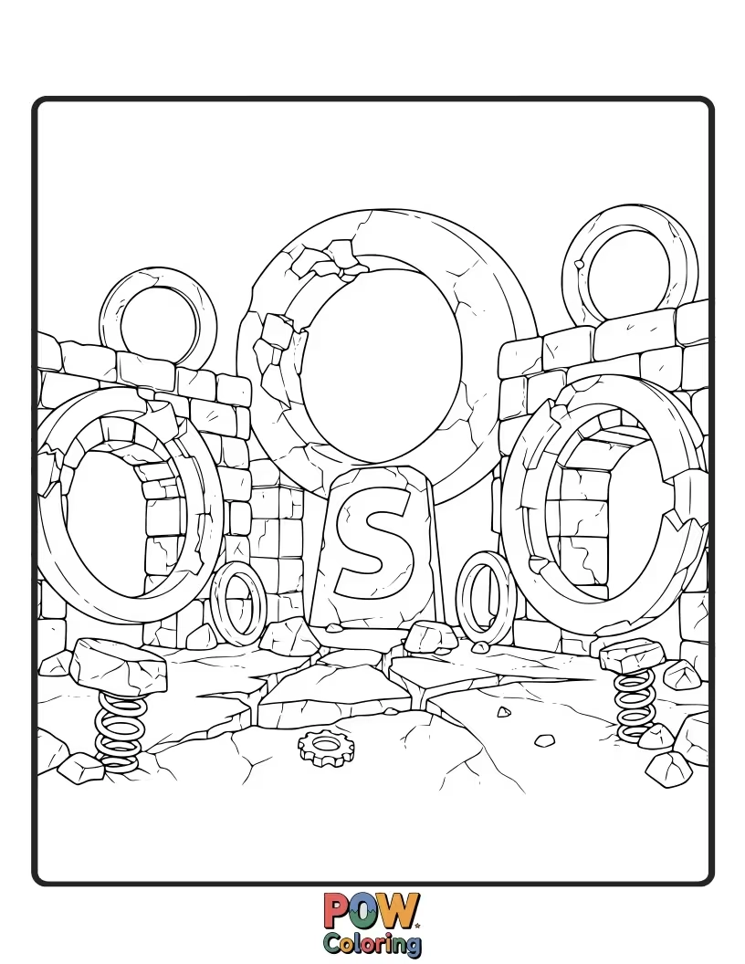 Free coloring page of Sonic exploring mysterious ancient ruins. A sense of discovery and history.