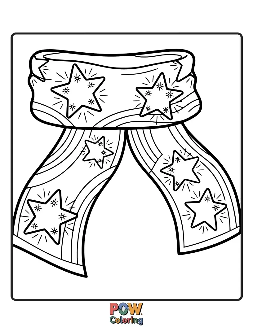 Free coloring page of A celestial scarf adorned with twinkling stars and a happy sun. Create a dazzling night sky with your favorite colors.