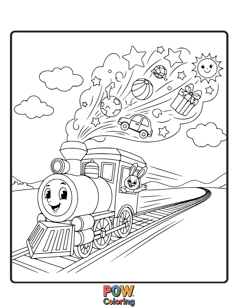 Free coloring page of A blur of motion, this train is so fast it's a surprise! Color the streaks of speed and excitement.