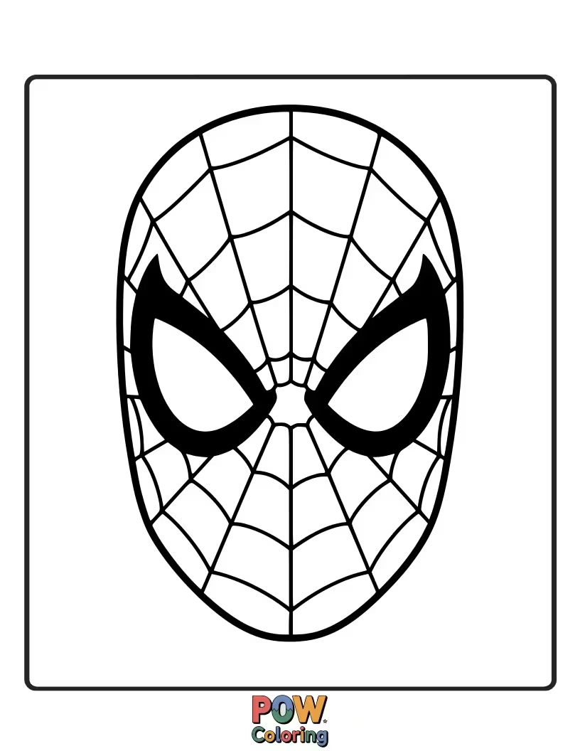 Free coloring page of A close-up of Spider-Man's mask, focusing on the texture and pattern of the suit.