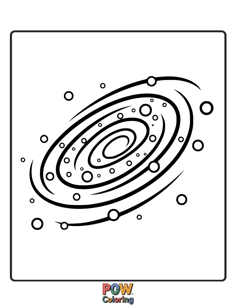 Free coloring page of Dive into space and color a swirling spiral galaxy, a mesmerizing geometric pattern in the universe.