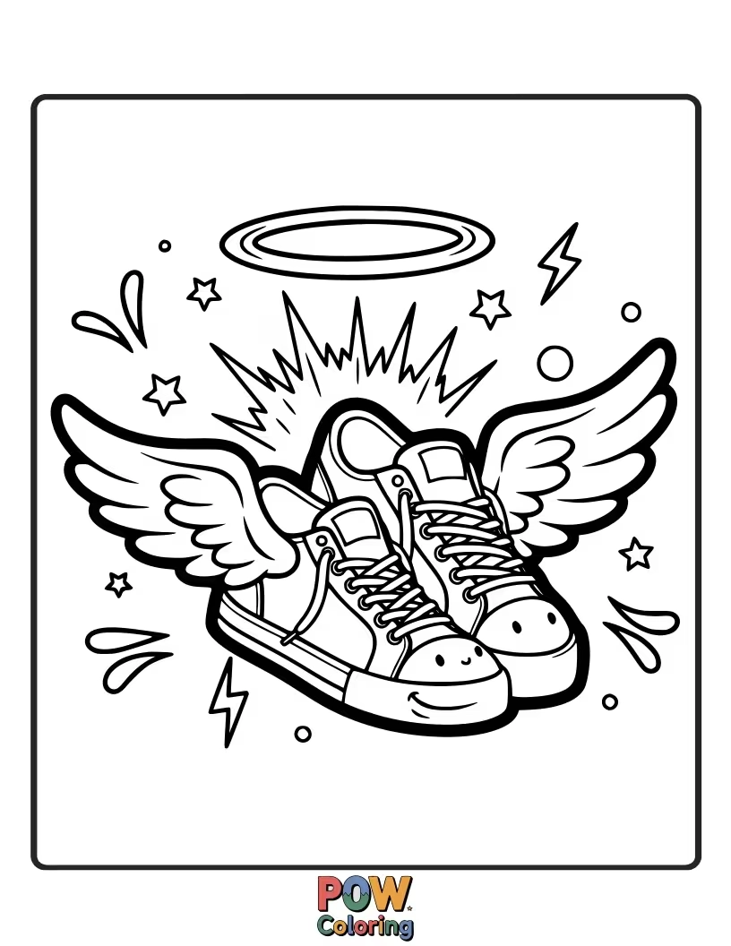 Free coloring page of Sports sneakers were created with the powerful and heartful spirit.