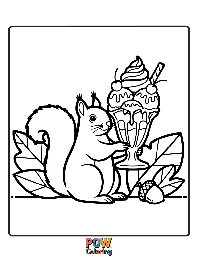 Free coloring page of A busy squirrel is caught burying a heart-shaped acorn for its special someone, proving that even small gestures hold big love.