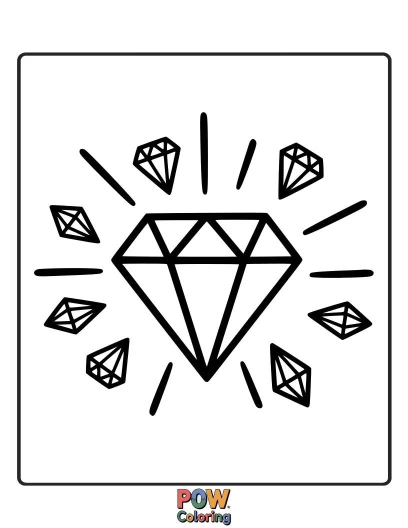 Free coloring page of Dynamic starbursts and dazzling diamonds offer a geometric challenge, perfect for practicing sharp angles and points.