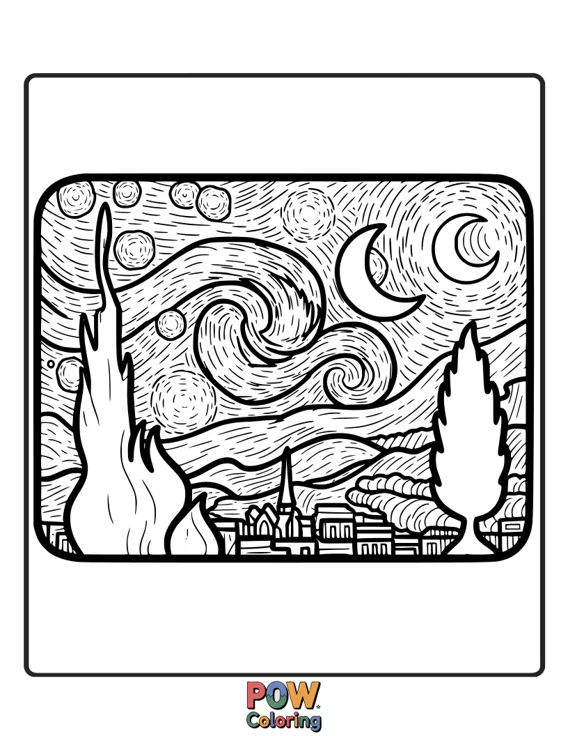 Free coloring page of A rug adorned with simple, twinkling stars. Create your own celestial masterpiece on this cozy floor.