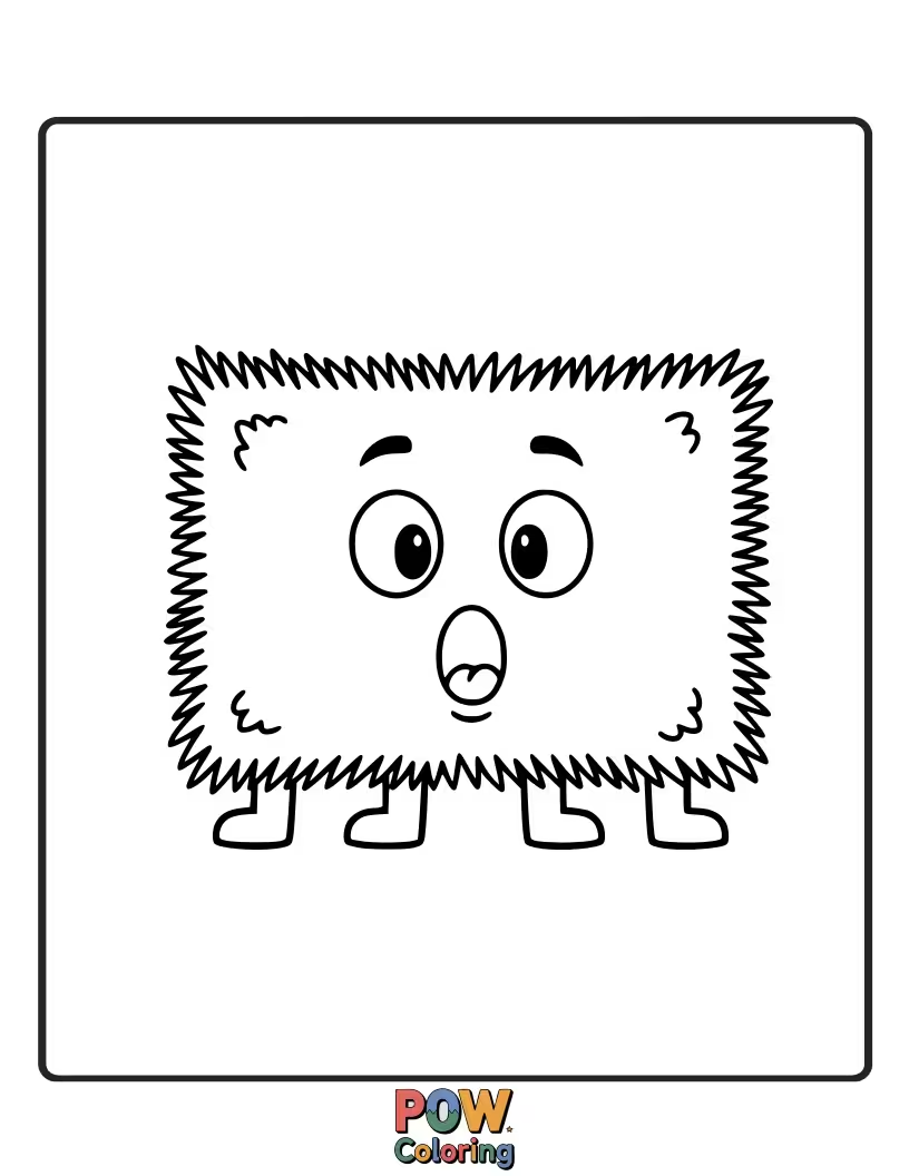 Free coloring page of A simple rug with wide, surprised eyes and an open mouth. What might this rug be witnessing?