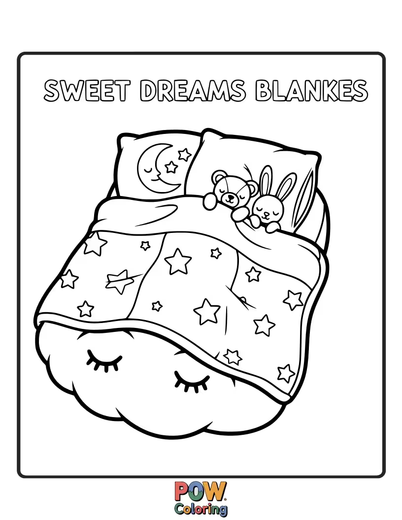 Free coloring page of A simple, elegant blanket with subtle "sweet dreams" text incorporated into the design.