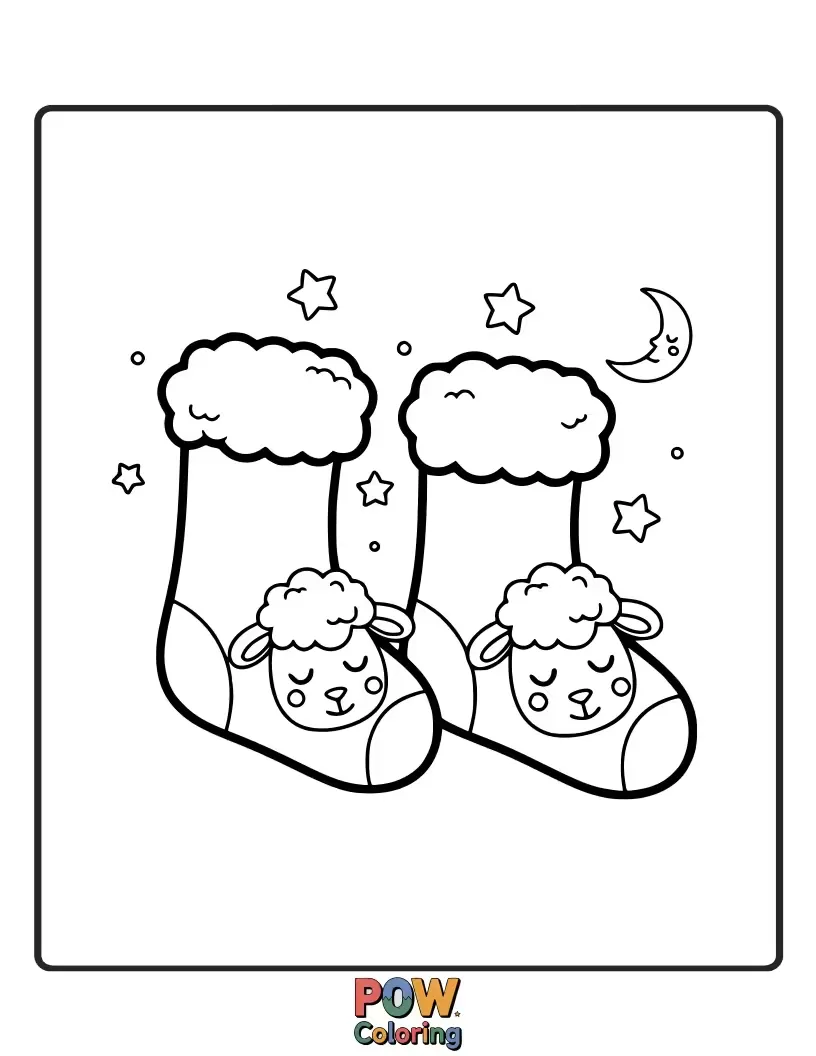 Free coloring page of Count these fluffy sheep as you color! These socks are perfect for peaceful, dreamy afternoons.