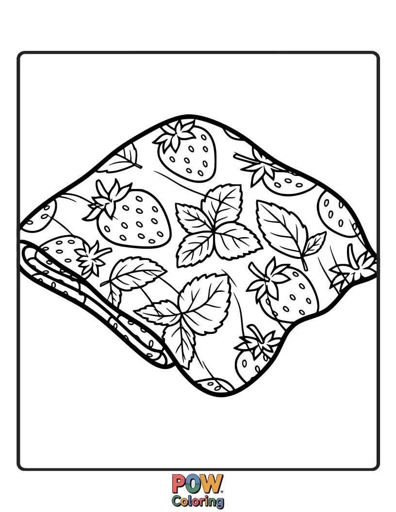 Free coloring page of Juicy strawberries scattered across a soft, inviting blanket.