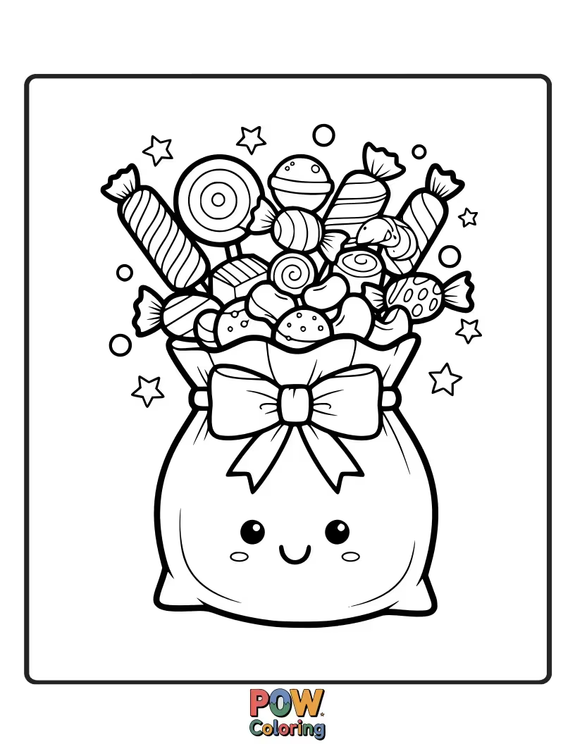Free coloring page of Delightful bags shaped like delicious treats, such as cupcakes, ice cream cones, and donuts, for a sugary escape.
