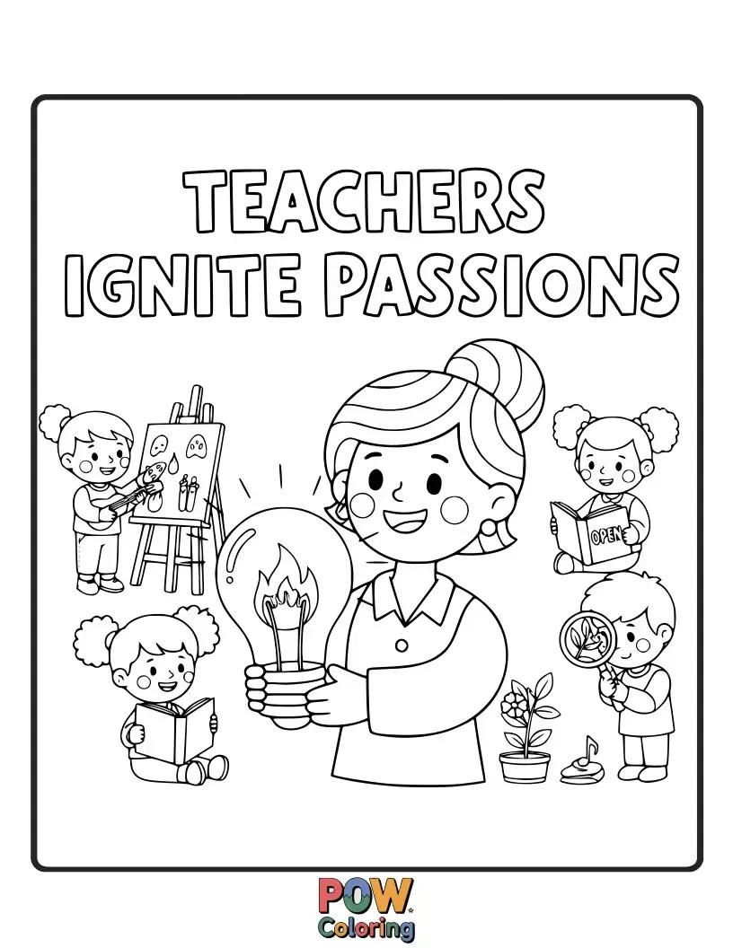 Free coloring page of A phoenix rising from a pile of books, with a teacher at its reins. Symbolizing rebirth, enthusiasm, and powerful inspiration.
