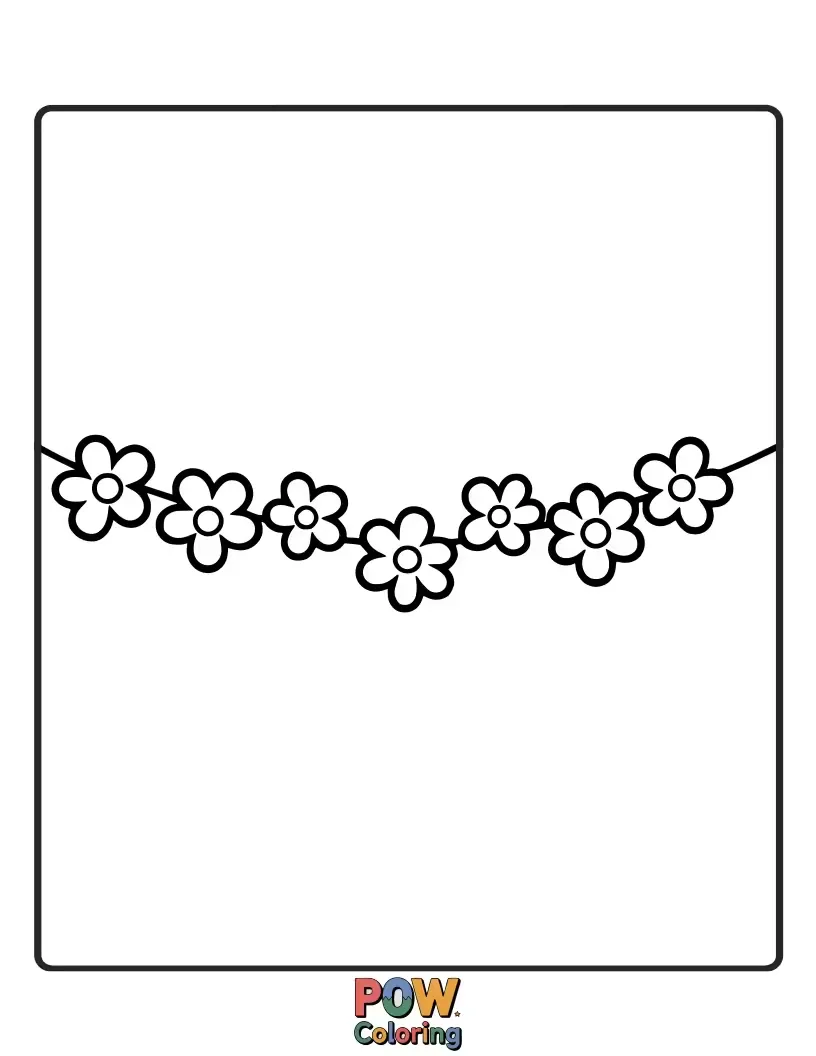 Free coloring page of A delicate garland of small, intricate flowers is perfect for detailed coloring and creating beautiful decorative patterns.