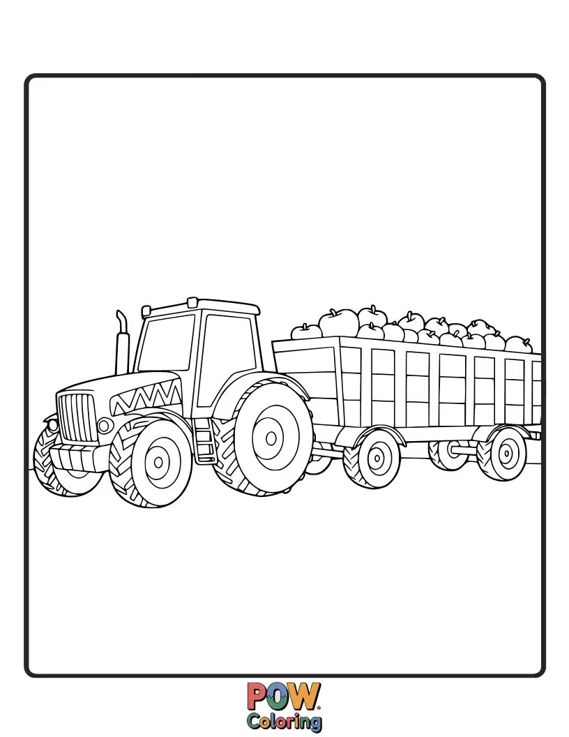 Free coloring page of A mighty tractor-trailer truck ready for a long journey, waiting for colors to represent its cargo.