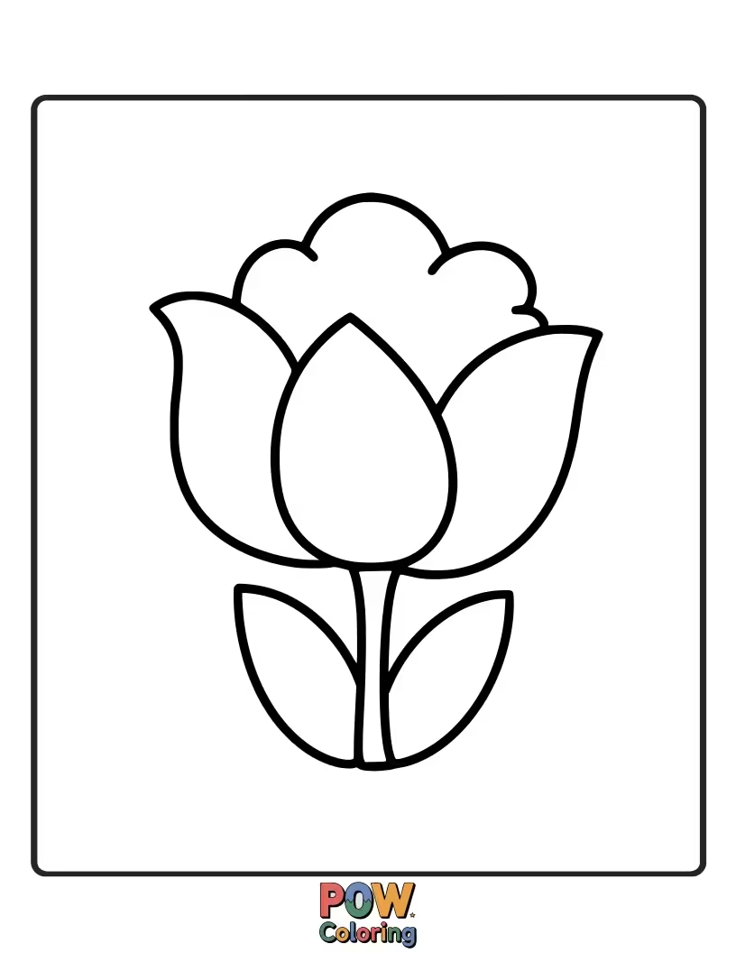 Free coloring page of A soft cloud with tulips gently growing from it. A dreamy and whimsical design for peaceful coloring.