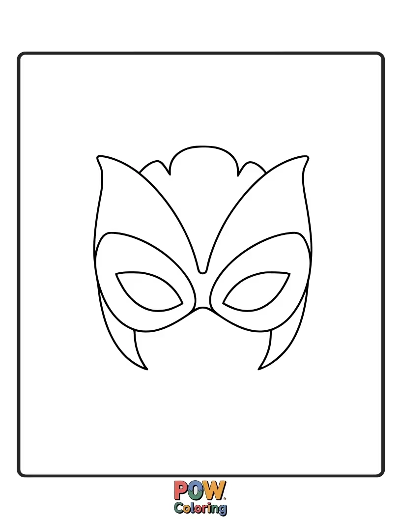 Free coloring page of A cool superhero mask designed with tulip motifs. Kids can create their own heroic alter-ego.
