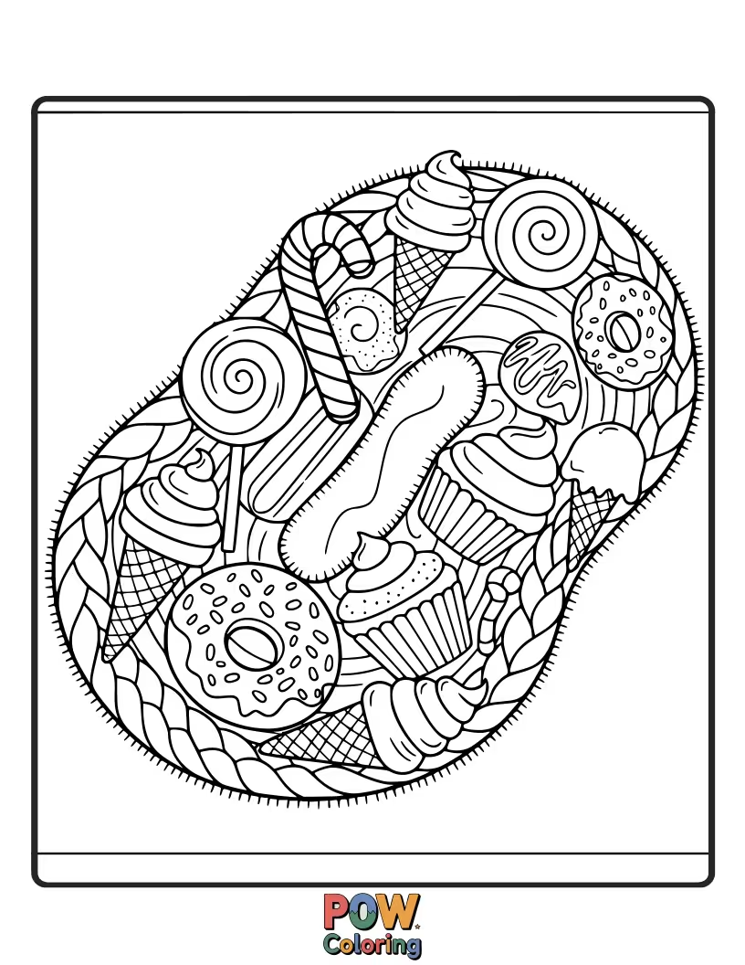Free coloring page of A unique rug designed to look like a twisted candy or pretzel. A fun and funny shape to color.