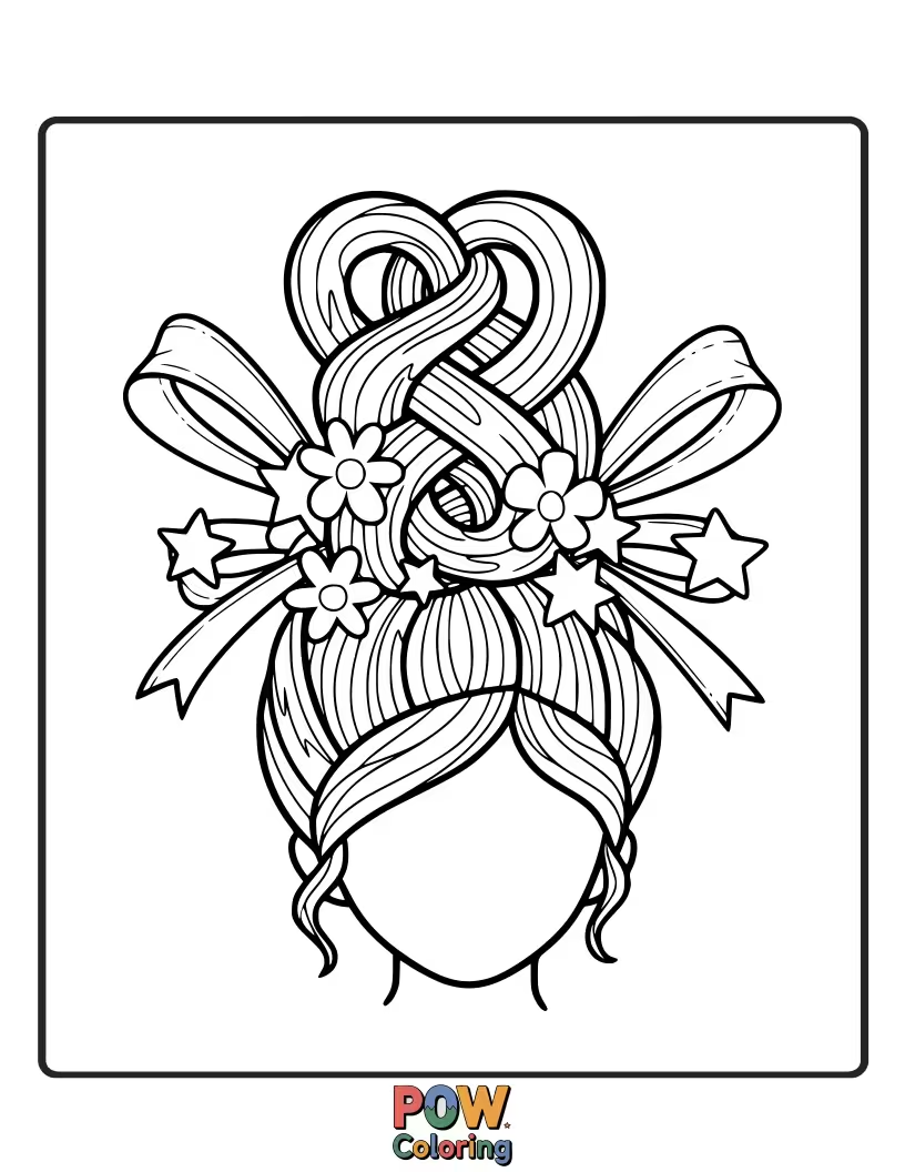 Free coloring page of A simple yet elegant updo featuring graceful twists.