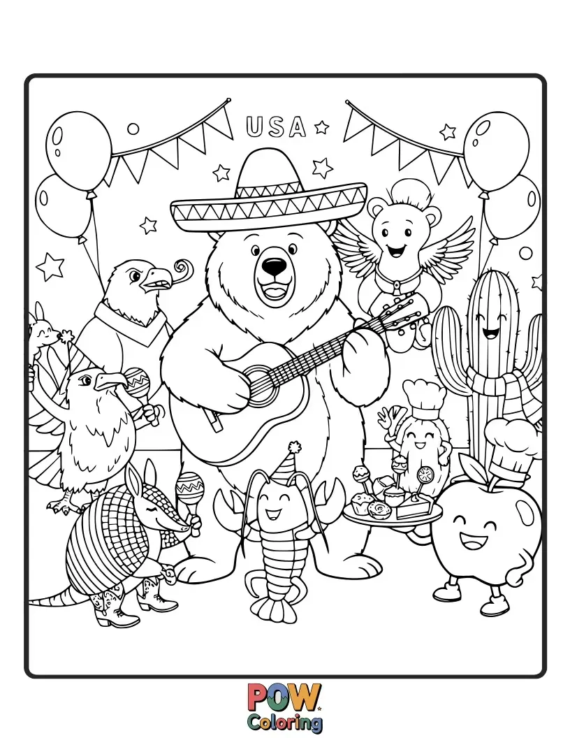Free coloring page of Celebrate each state's unique animal, flower, or bird. A colorful and educational exploration of American diversity.