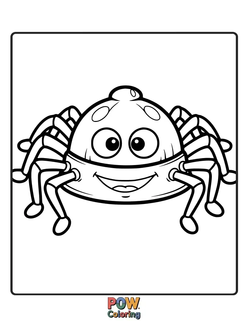 Free coloring page of A whimsical spider wearing a tiny, stylish hat, ready for a fancy occasion. Inspires imaginative and fashionable coloring.