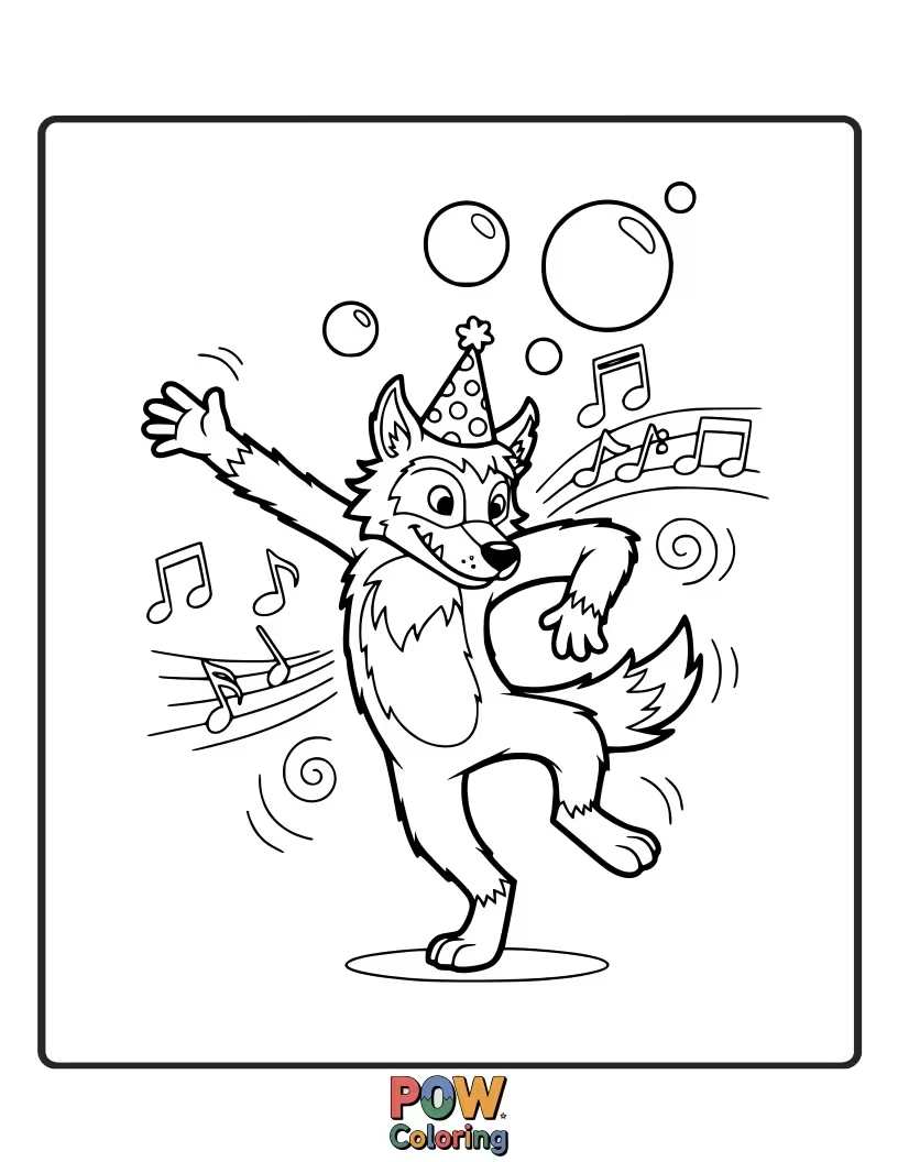 Free coloring page of A werewolf is trying to do a graceful dance but keeps tripping over its own feet.