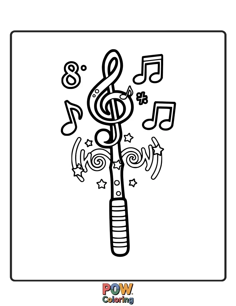Free coloring page of A wizard’s wand is playing a cheerful tune by itself, making him tap his foot.