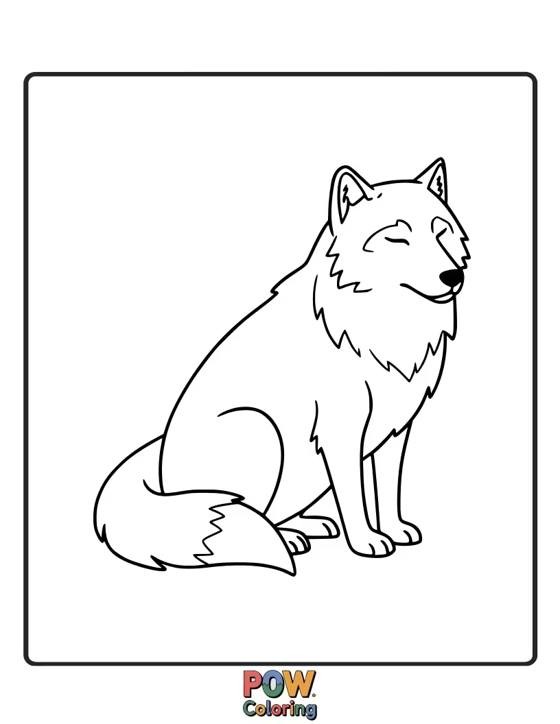 Free coloring page of A tranquil wolf resting peacefully, perhaps dreaming of the wild and free life.
