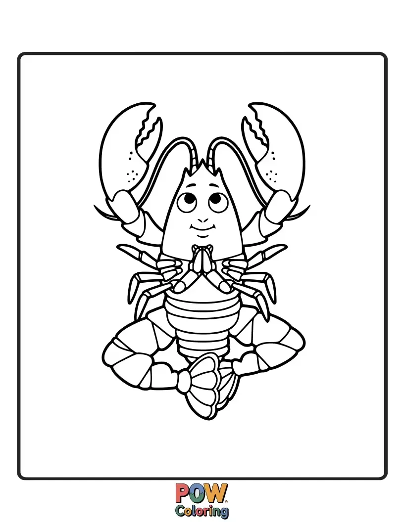 Free coloring page of A serene lobster in a peaceful yoga pose, finding inner calm amidst the gentle swaying of seaweed.