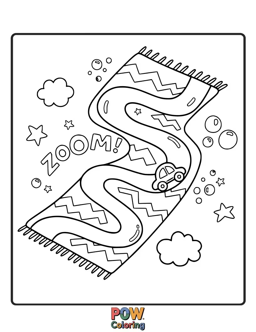 Free coloring page of A dynamic rug with a bold, energetic zigzag pattern. A modern and creative design to color with speed.