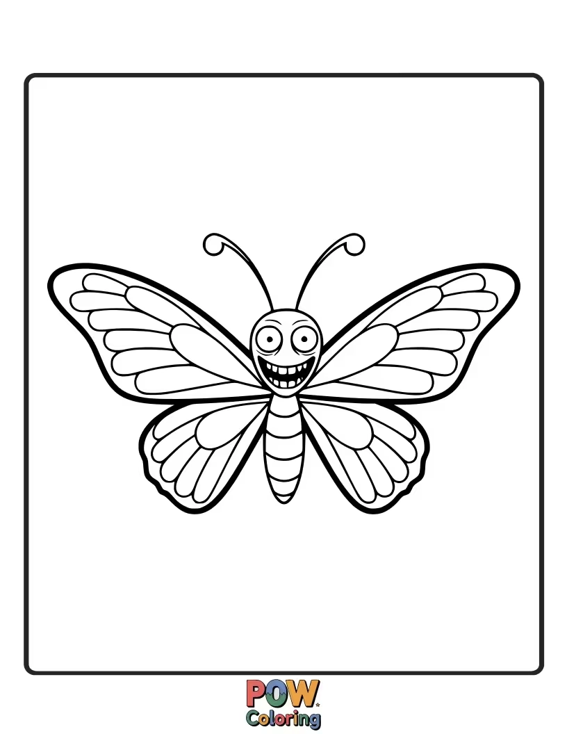 Free coloring page of A zombie gently holding a beautiful butterfly on its outstretched finger.