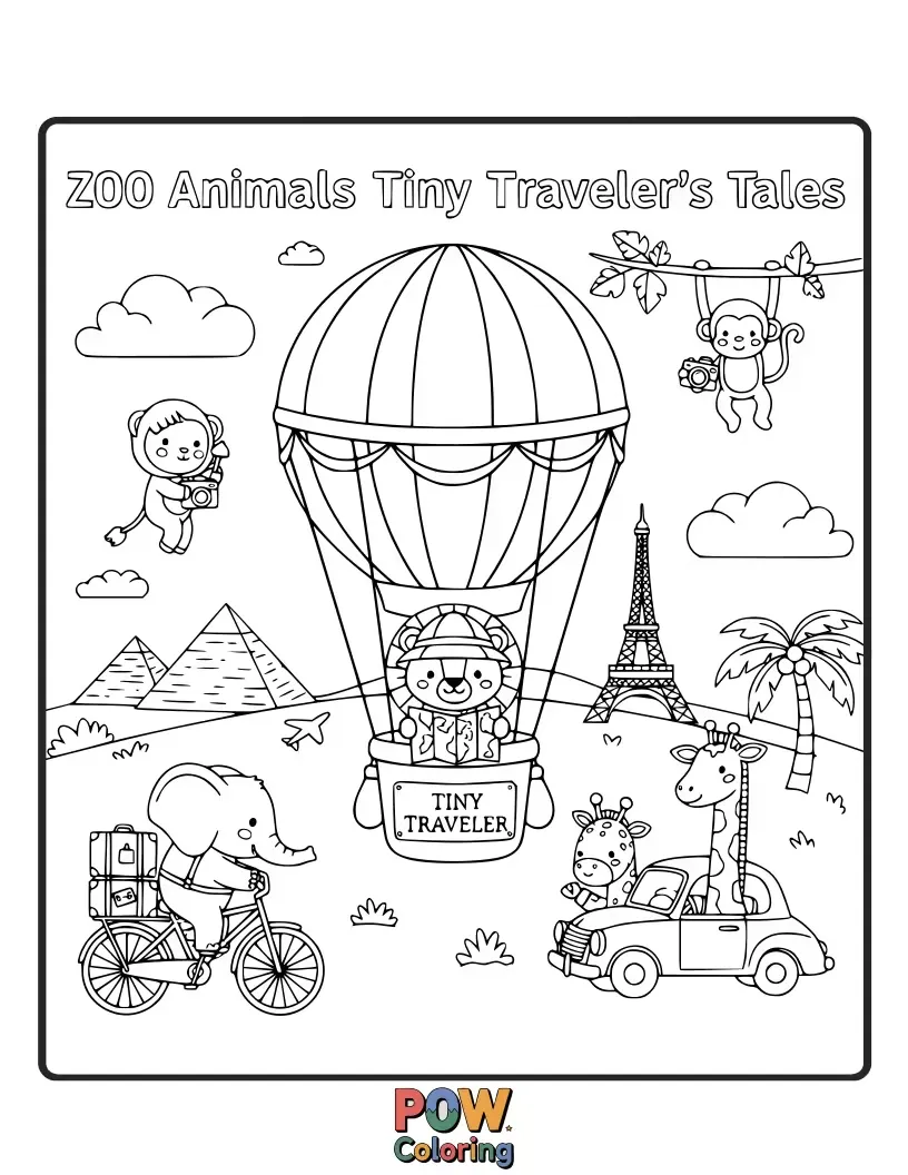 Free coloring page of An adventurous ladybug and a busy ant embarking on a grand expedition through giant leaves.